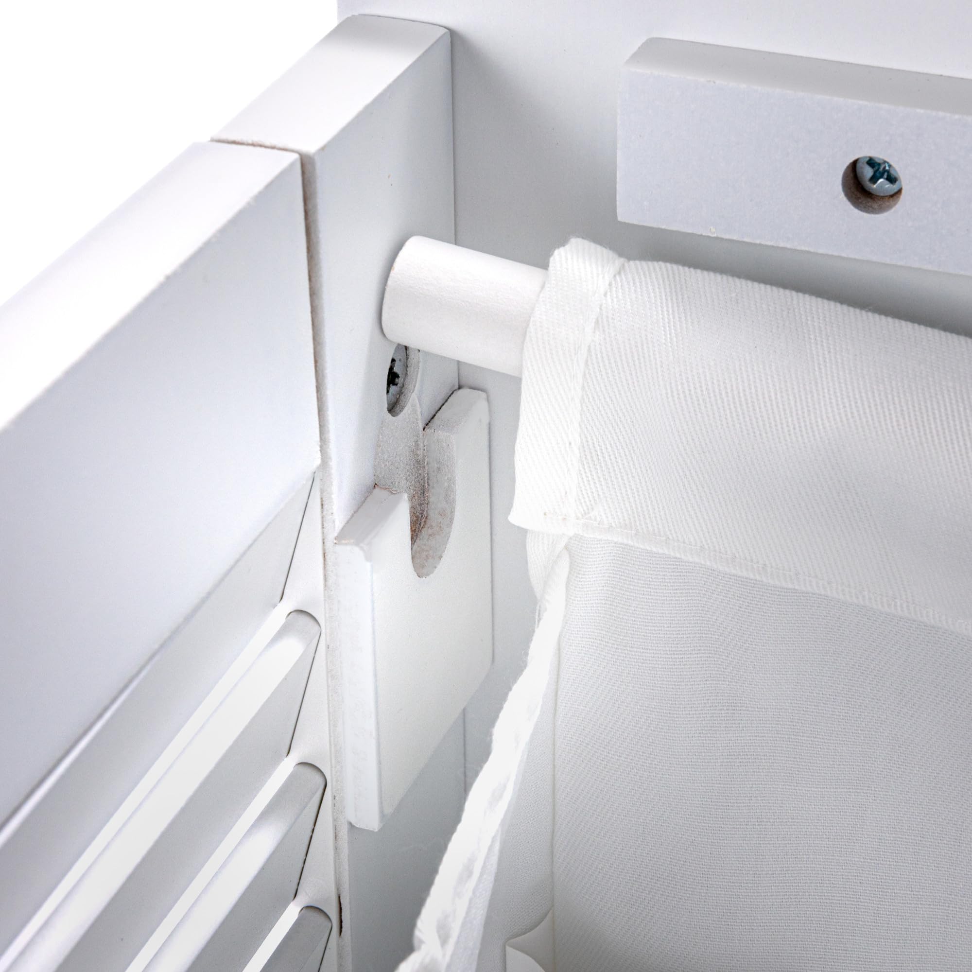 Household Essentials Single Load Hamper Cabinet Seat with Storage - White | Space-Saving Laundry Organizer for Bedroom, Bathroom & Closet