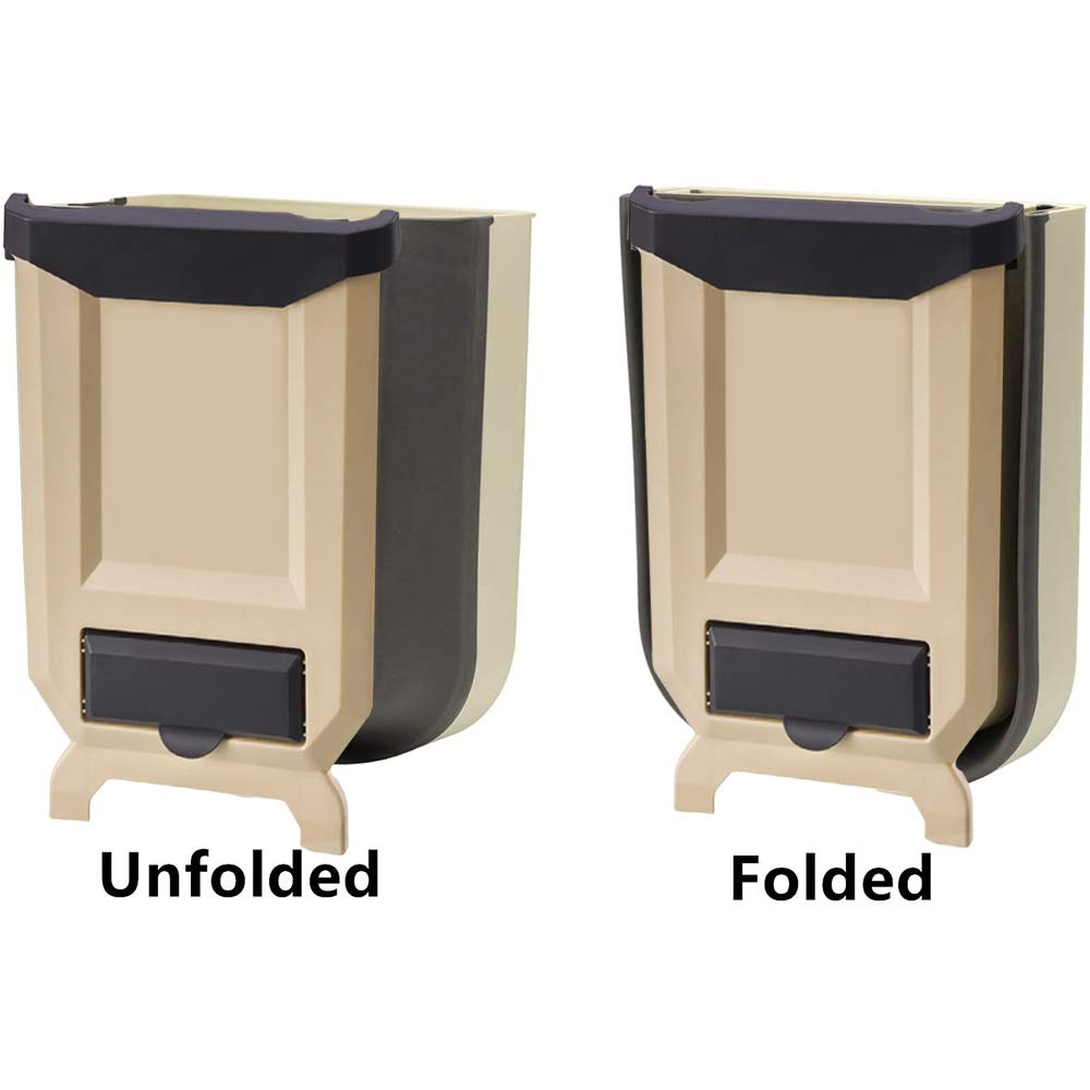 Foldable Hanging Trash Can - Collapsible Kitchen Waste Bin for Cabinet Door, Car, Bathroom, Office & Bedroom | Space-Saving Solution for Small Spaces & Compact Living Areas
