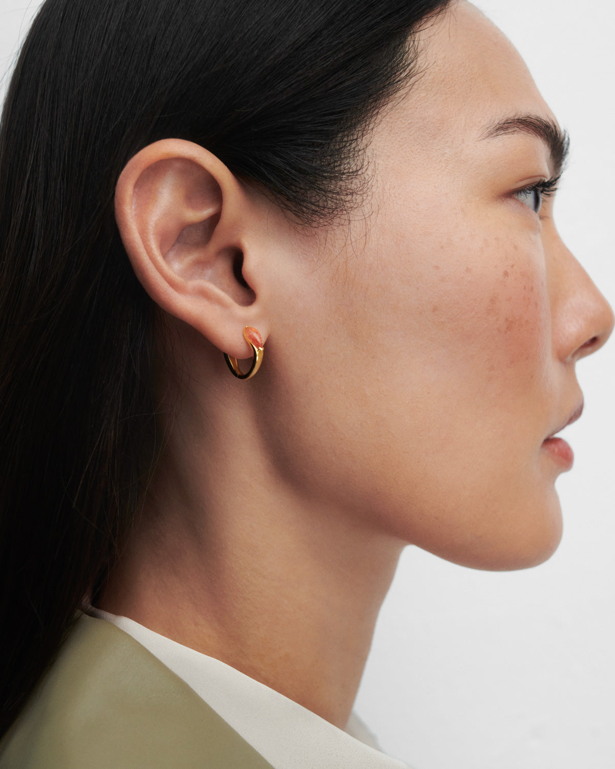 GRID Sunstone Isla Hoops - Dainty Gold Hoop Earrings with Natural Gemstones for Women | Perfect for Everyday Wear, Office & Special Occasions