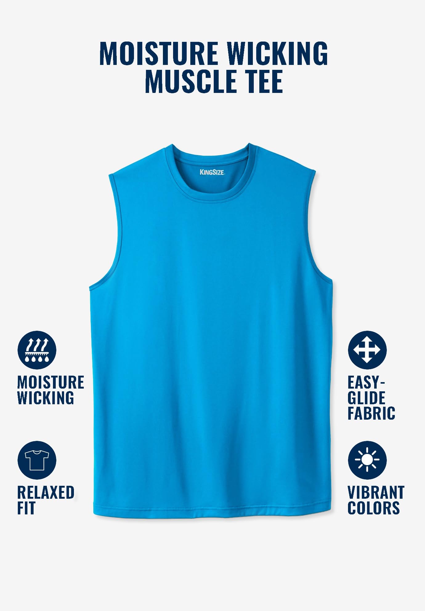 KingSize Men's Big & Tall No Sweat Muscle Tee - Moisture Wicking Workout Shirt for Gym, Running & Casual Wear - Comfortable Oversized Fit for Tall Men