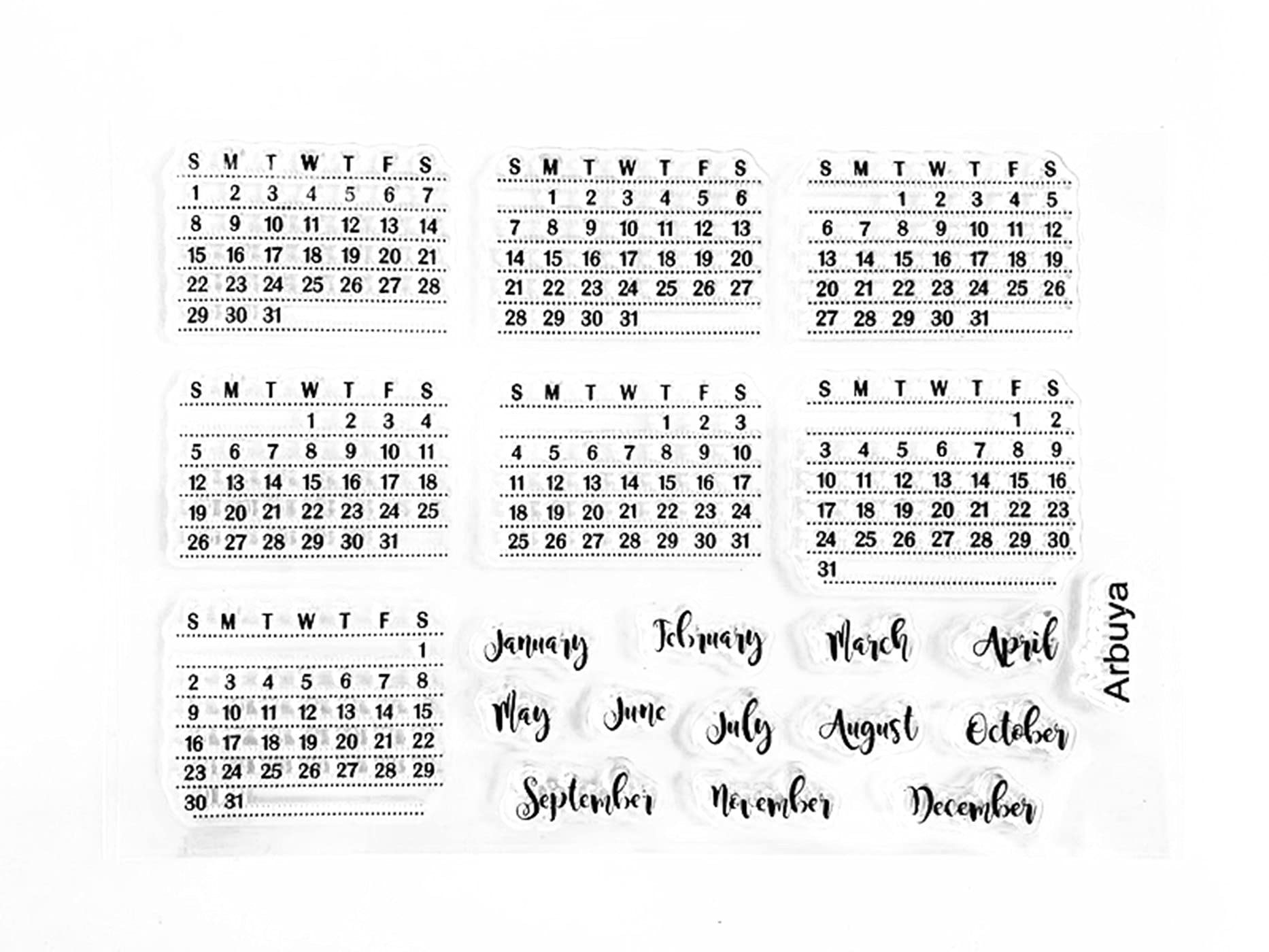 Arbuya 2025 Clear Stamps Set for Bullet Journaling - Calendar, Scheduler, Organizer, Task & To-Do List Planner Stamps | Perfect for DIY Crafts, Journal Decoration & Productivity Planning