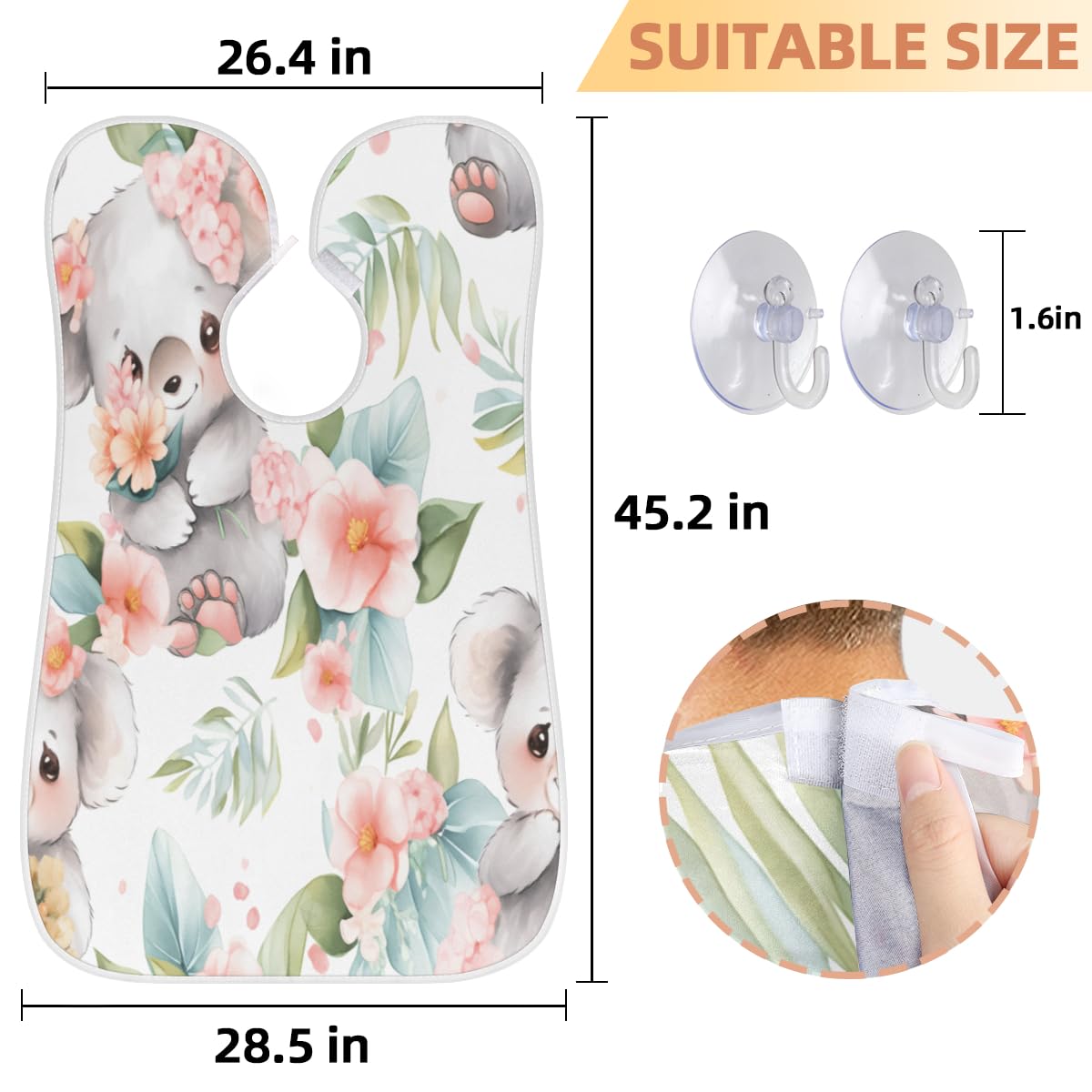 Stylish Koala Flower Beard Shaving Bib for Men & Women - Waterproof Hair Dye Apron, Barber Cape for Haircut & Beard Trimming - Perfect Sink Hair Catcher & Makeup Artist Accessory - Great Gift for Barbers & Grooming Enthusiasts (Ideal for Home Salon, Barber Shops & DIY Grooming Sessions)