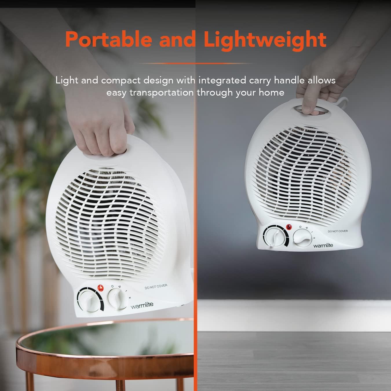 Warmlite WL44002 2000W Thermo Fan Heater - 2 Heat Settings & Overheat Protection, White - Perfect for Bedroom, Office & Home Use