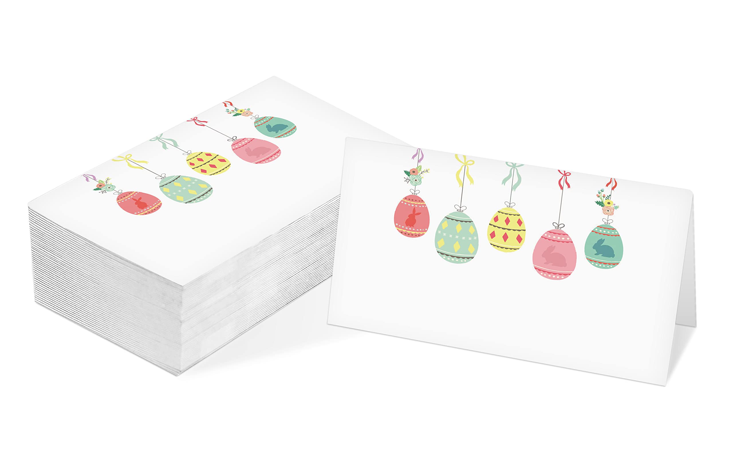 Easter Tent Style Place Cards - Pack of 25 Half-Fold Table Name Cards with Cute Bunny & Egg Design for Spring Weddings, Baby Showers & Dinner Parties | Elegant Table Decor for Easter Celebrations, Holiday Gatherings & Special Events