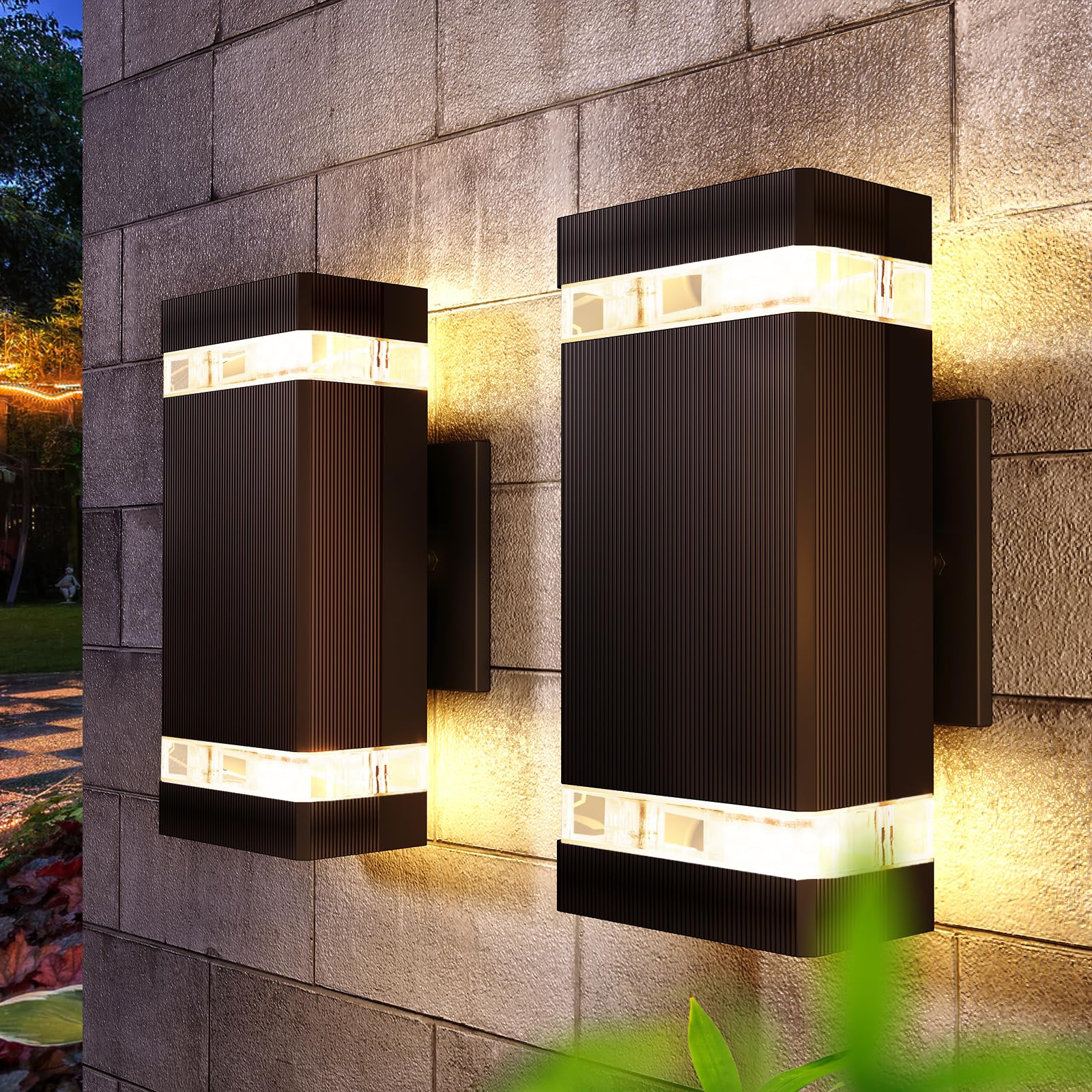 Waterproof Outdoor Wall Lights with Bulbs - Aluminum E26 Fixture for Front Porch, Patio, Garage - Durable Exterior Wall Sconce Lighting (2-Pack) - Perfect for Home Security & Landscape Illumination