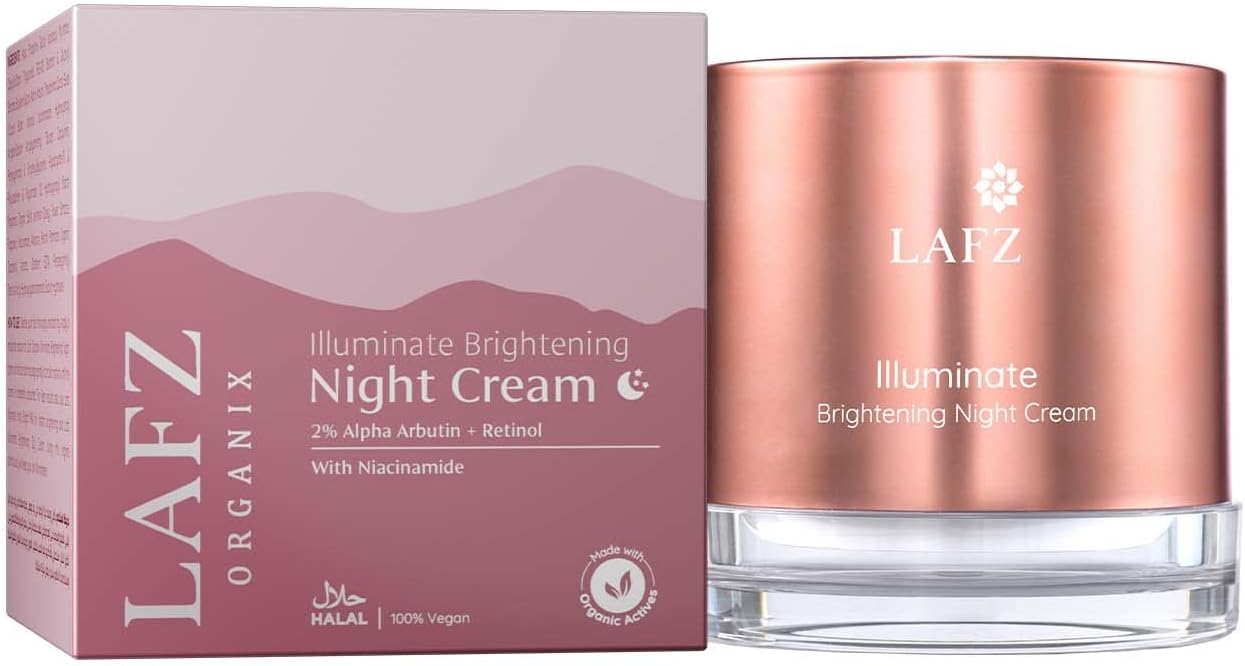 Lafz Organix Illuminate Brightening Night Cream 50g - Dark Spot Corrector & Glow Booster for Overnight Skin Repair - Perfect for Dry, Dull & Uneven Skin Tone