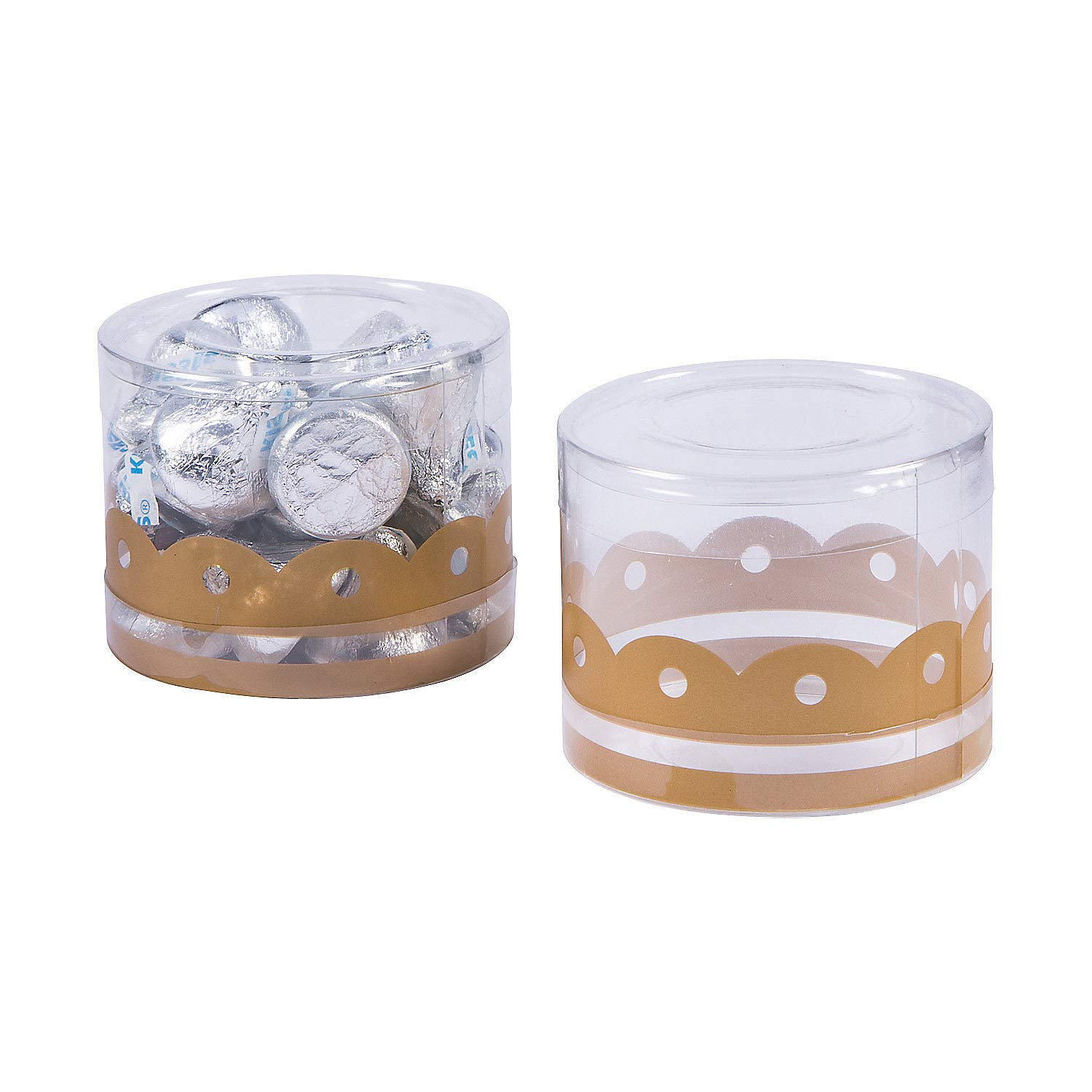 Small Round Macaron Boxes with Gold Trim - 12-Piece Set for Party Decorations, Wedding Favors & Gift Packaging