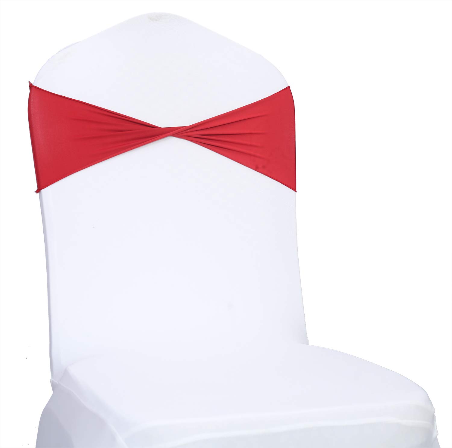 250 PCS Spandex Wedding Chair Bands Sashes Bow Tie Set - Apple Red for Wedding Decorations, Banquet, Party & Event Decor - Elastic Chair Covers for Reception, Bridal Shower, Anniversary Celebration