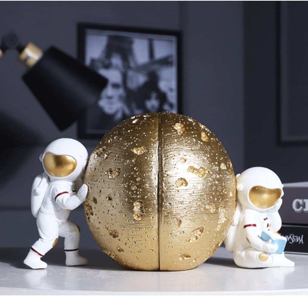 Modern Astronaut Bookends - Heavy Duty Book Stoppers for Office Shelves & Home Decor | Blue Space-Themed Book Holder | Perfect for Office Organization & Kids' Room Decor