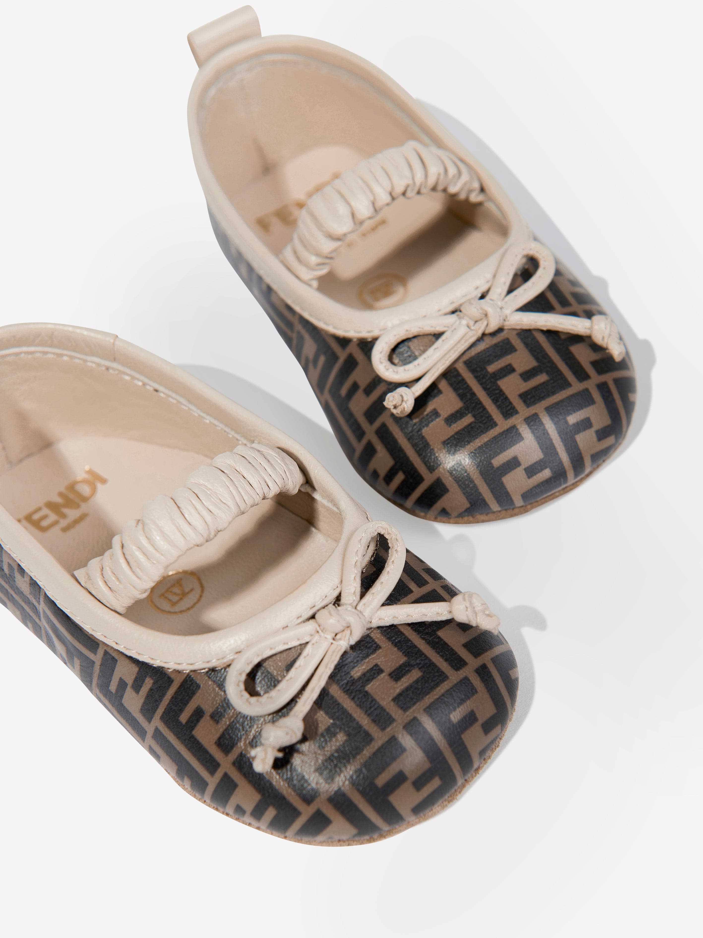 Brown Baby Girls FF Logo Pre-Walker Shoes - Soft & Comfortable First Walking Shoes for Infants & Toddlers - Perfect for Indoor Play, Crawling & Early Steps