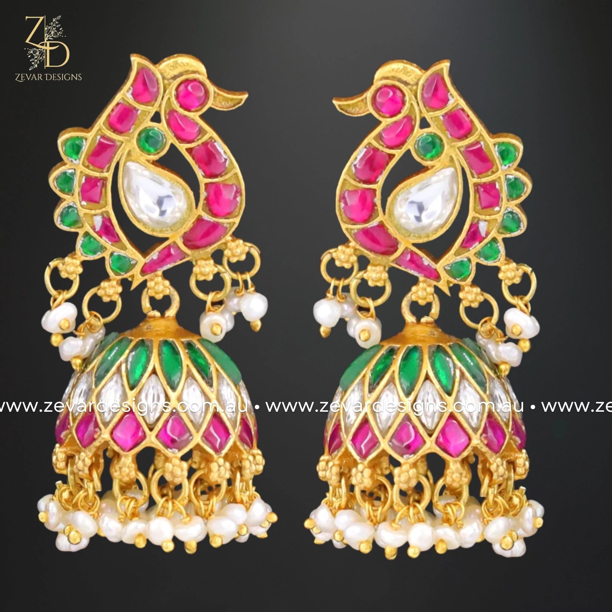 Exquisite Jadau Kundan Jhumki Earrings - Multicolor Traditional Indian Jewelry for Weddings, Parties & Festive Occasions