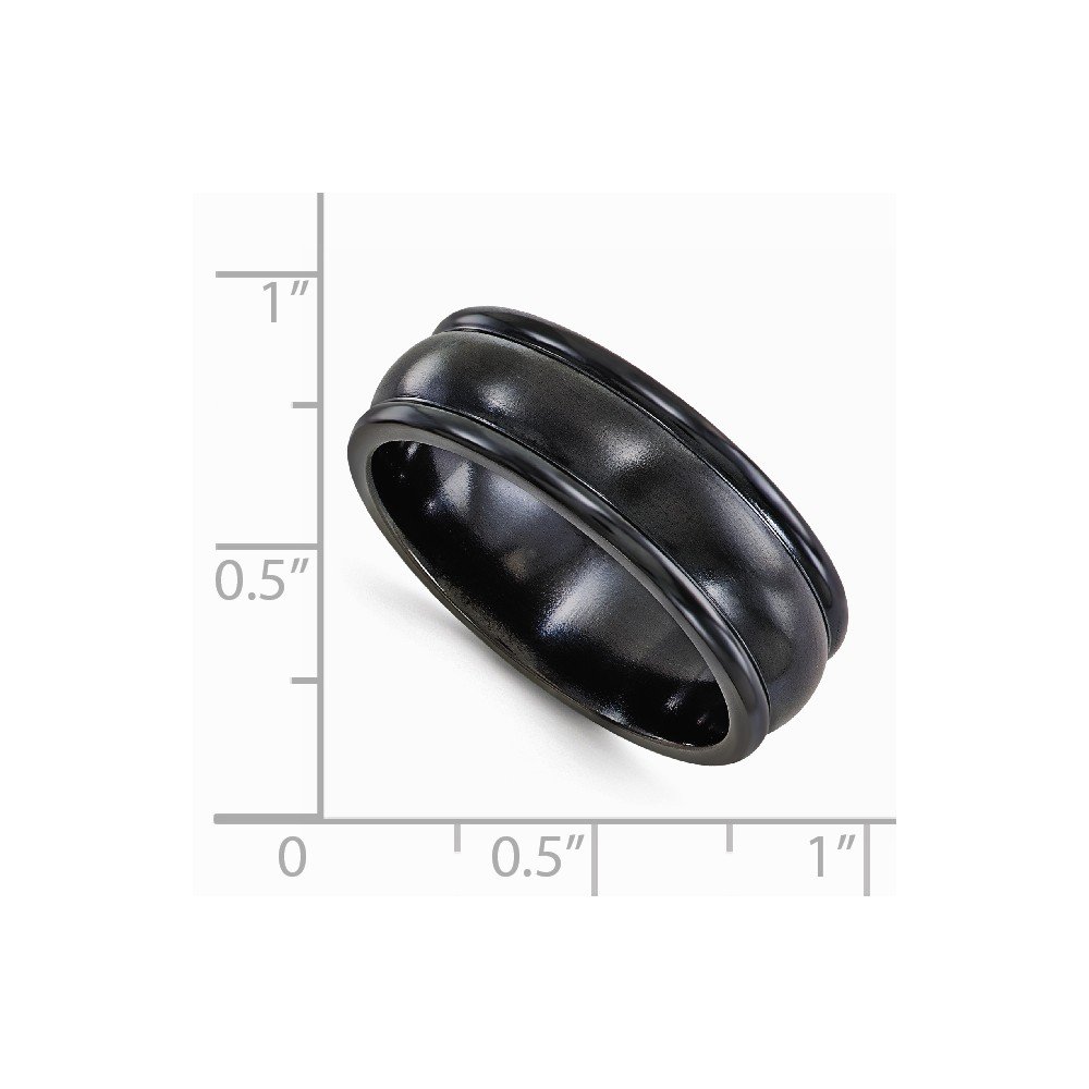 Solid Titanium Men's Black Wedding Band Ring - 8mm Triple Domed Classic Design for Men | Durable & Comfortable for Everyday Wear, Anniversary & Special Occasions