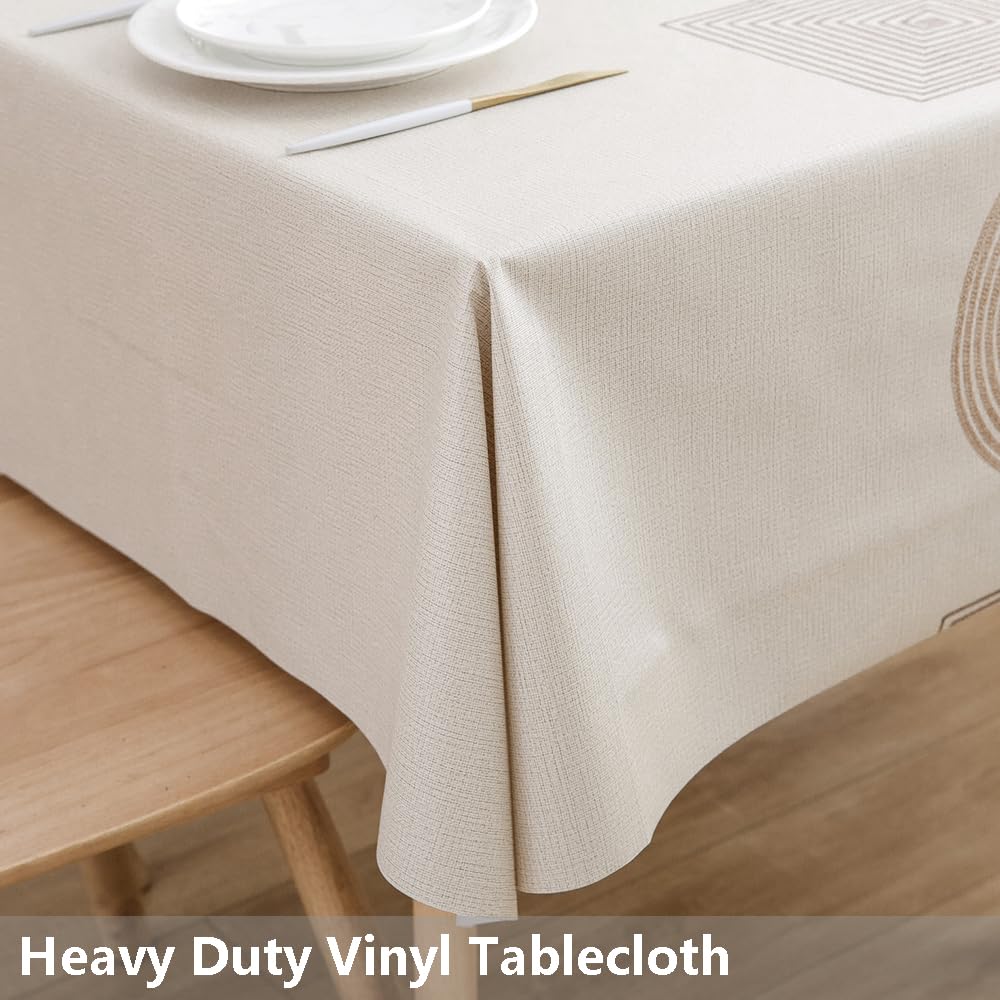 Durable Heavy Duty Vinyl Tablecloth - Waterproof & Wipeable PVC Table Cover for Kitchen & Dining (54x54 Inches, Geometric Design) - Perfect for Indoor & Outdoor Use, Parties, Picnics, and Daily Dining