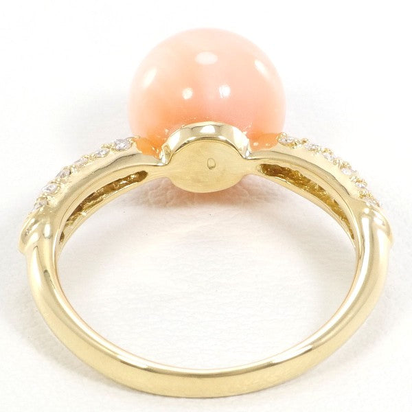 18K Yellow Gold Coral Diamond Ring for Women - Elegant Handmade Jewelry for Weddings, Anniversaries & Special Occasions
