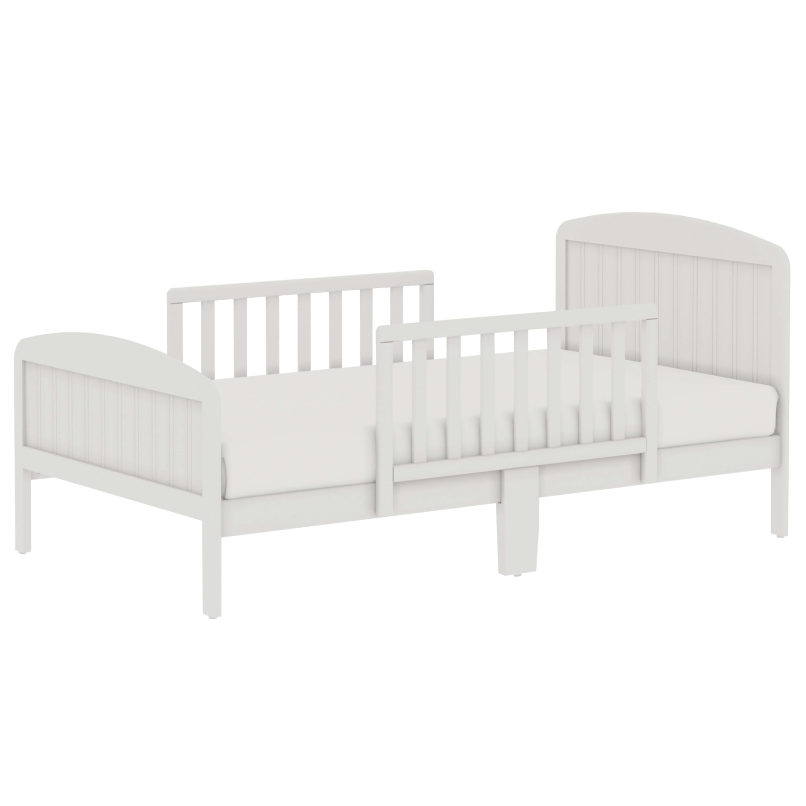 Harrisburg Solid Wood Toddler Bed with Safety Rails - Modern Low Profile Transitional Bed for Kids, Fits Crib Mattress - Perfect for Nursery, Daycare or Small Bedrooms (Warm White)