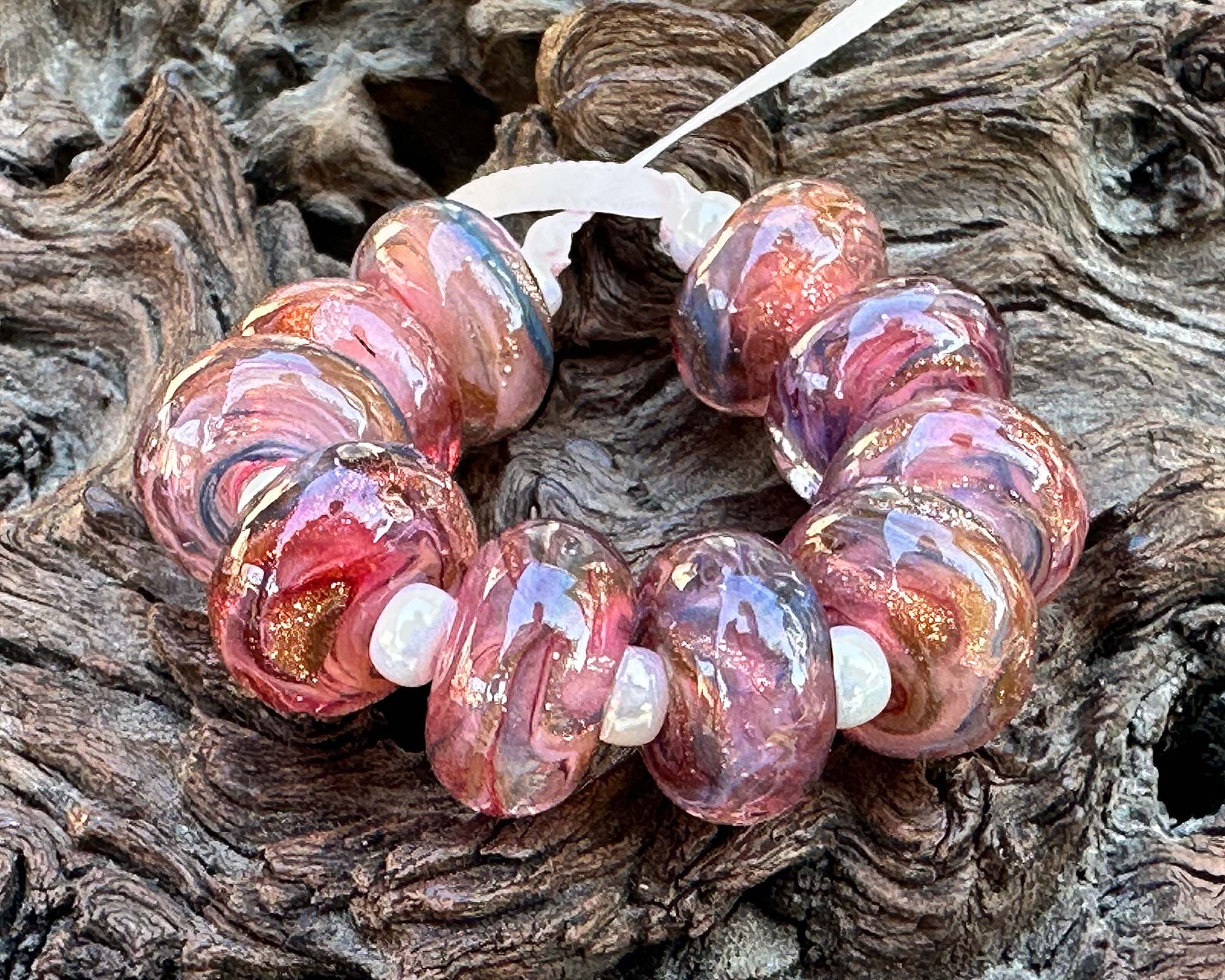 10PCS Cotton Candy Pink Sparkle Glass Lampwork Beads for Jewelry Making - DIY Bracelets, Necklaces, Earrings - Perfect for Crafting, Gifts & Home Decor