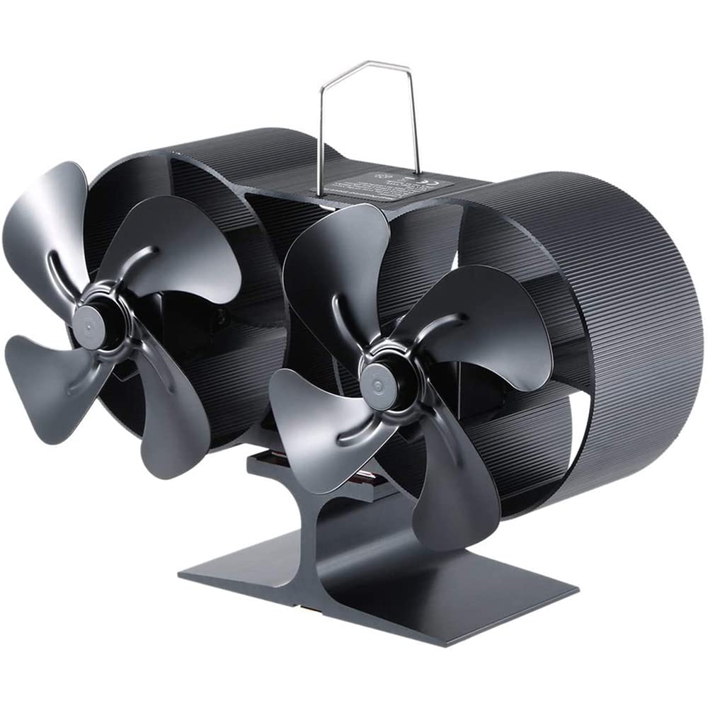 Eco-Friendly 8 Blade Thermodynamic Fireplace Fan - Heat Powered Stove Fan for Wood, Gas & Electric Stoves - Dual-Head Wood Burning Stove Fan for Efficient Heat Distribution - Perfect for Living Rooms, Cabins & Winter Heating