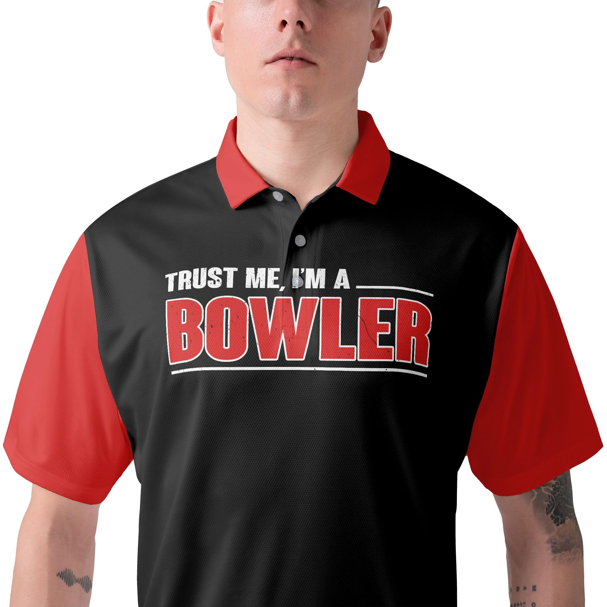 HYPERFAVOR Men's Smart Bowling Polo Shirts - Breathable Short Sleeve Performance Shirts for Bowling Leagues & Tournaments - 4-Pack Set for Casual Wear & Team Uniforms