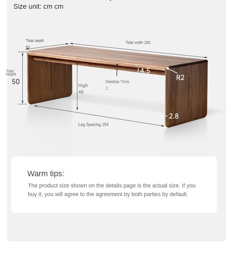 Premium Black Walnut Solid Wood Modern Coffee Table - Mid-Century Style Living Room Furniture for Home & Office Decor