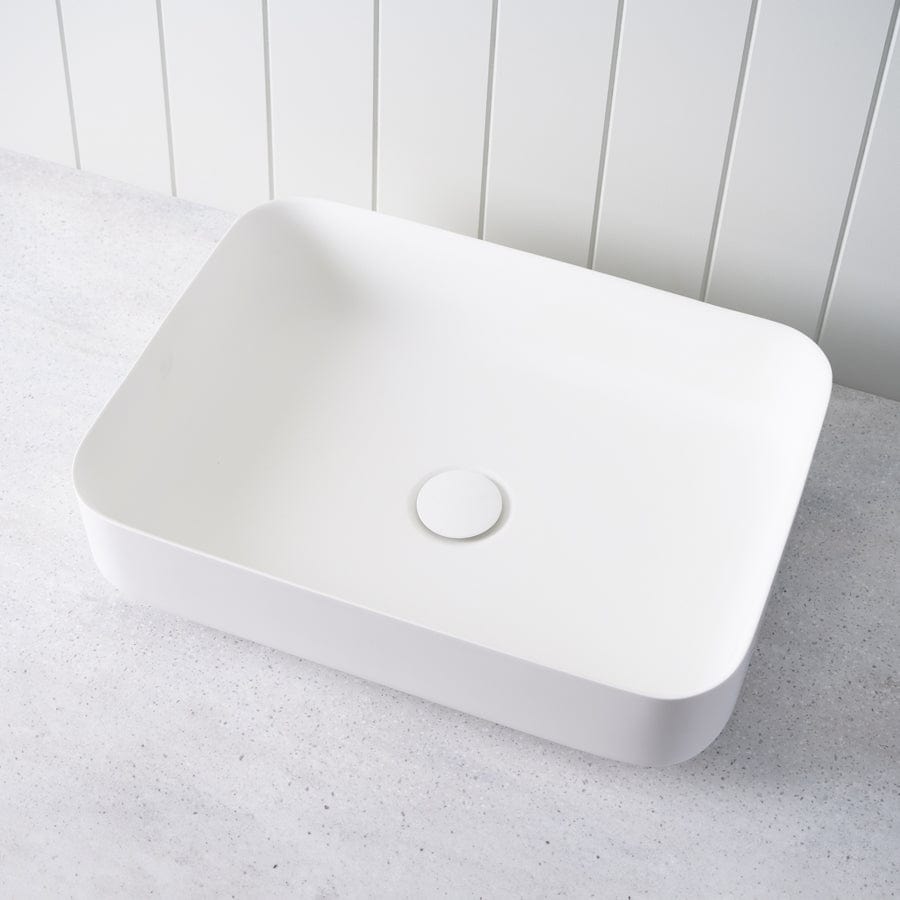 Modern Above Counter Rectangle Bathroom Sink - Matte White Finish for Contemporary Vanities | Perfect for Small Bathrooms, Powder Rooms & Guest Suites