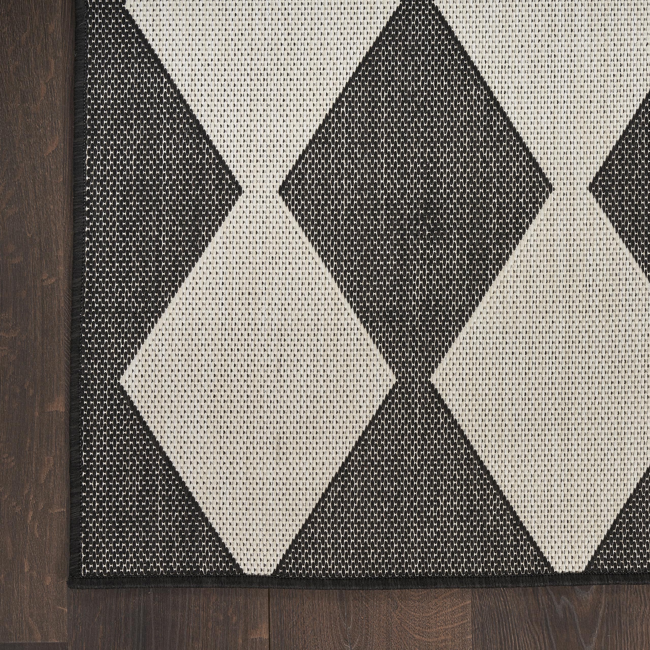 Nourison Positano 8x10 Indoor Outdoor Area Rug - Black, Easy to Clean, Non-Shedding - Perfect for Bedroom, Living Room, Dining Room, Backyard, Deck & Patio | Durable & Stylish Home Decor