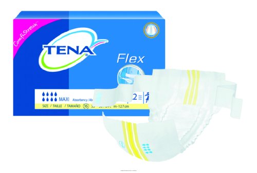 Tena Flex Fitted Briefs Maxi Absorbency - Large (16) - Case of 66 (3 Bags of 22) - Incontinence Underwear for Women & Men - Overnight Protection & Daytime Comfort