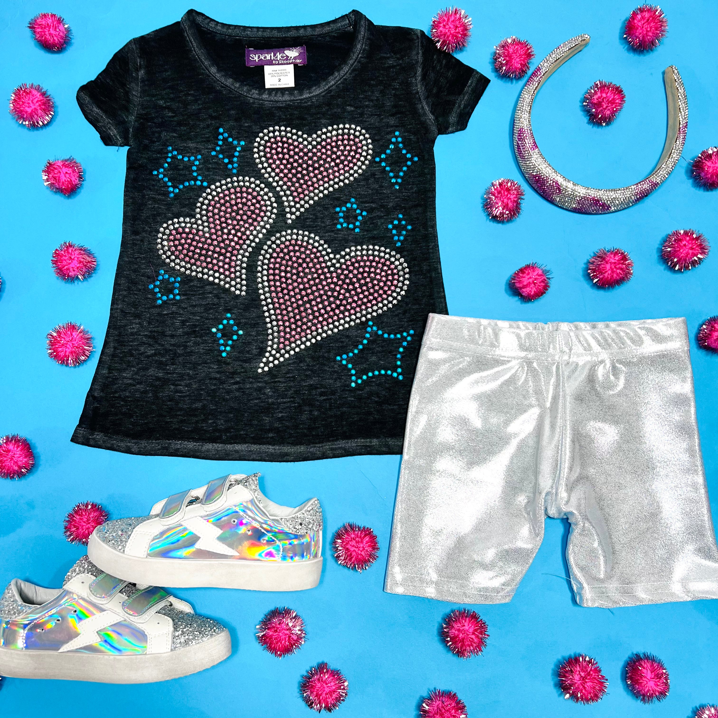 Hearts and Stars Graphic T-Shirt for Women - Trendy Casual Tee for Everyday Wear, Parties & Gifts