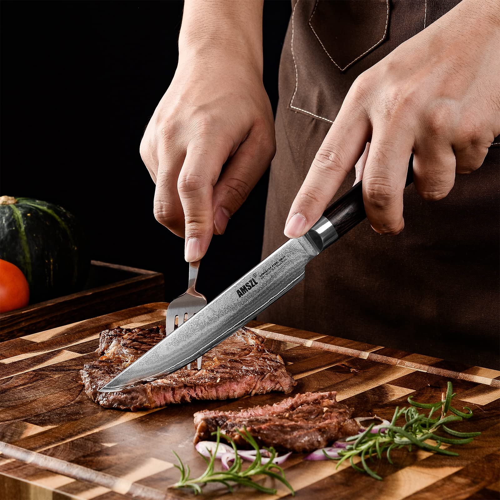 Premium 6-Piece Damascus Steak Knife Set - 5.5