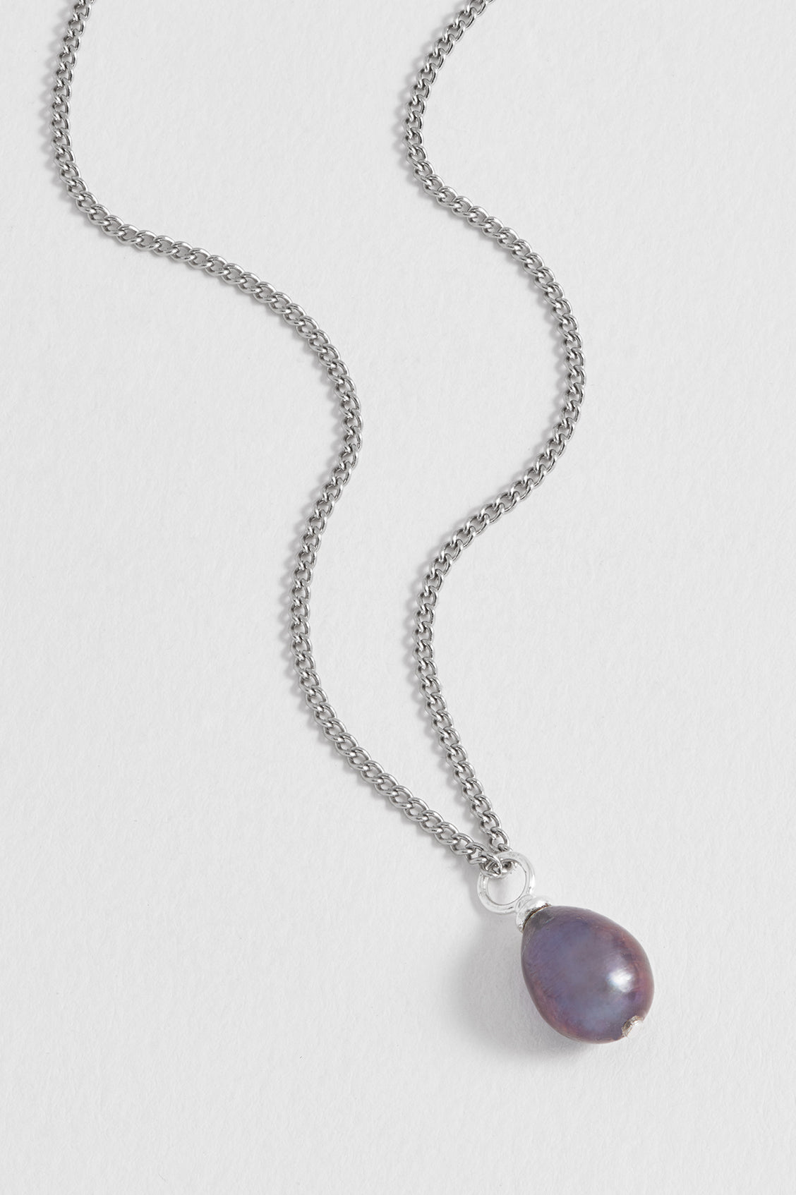 Stylish Men's Curb Chain Necklace with Blue Pearl Accent - Perfect for Casual Wear, Date Nights & Special Occasions