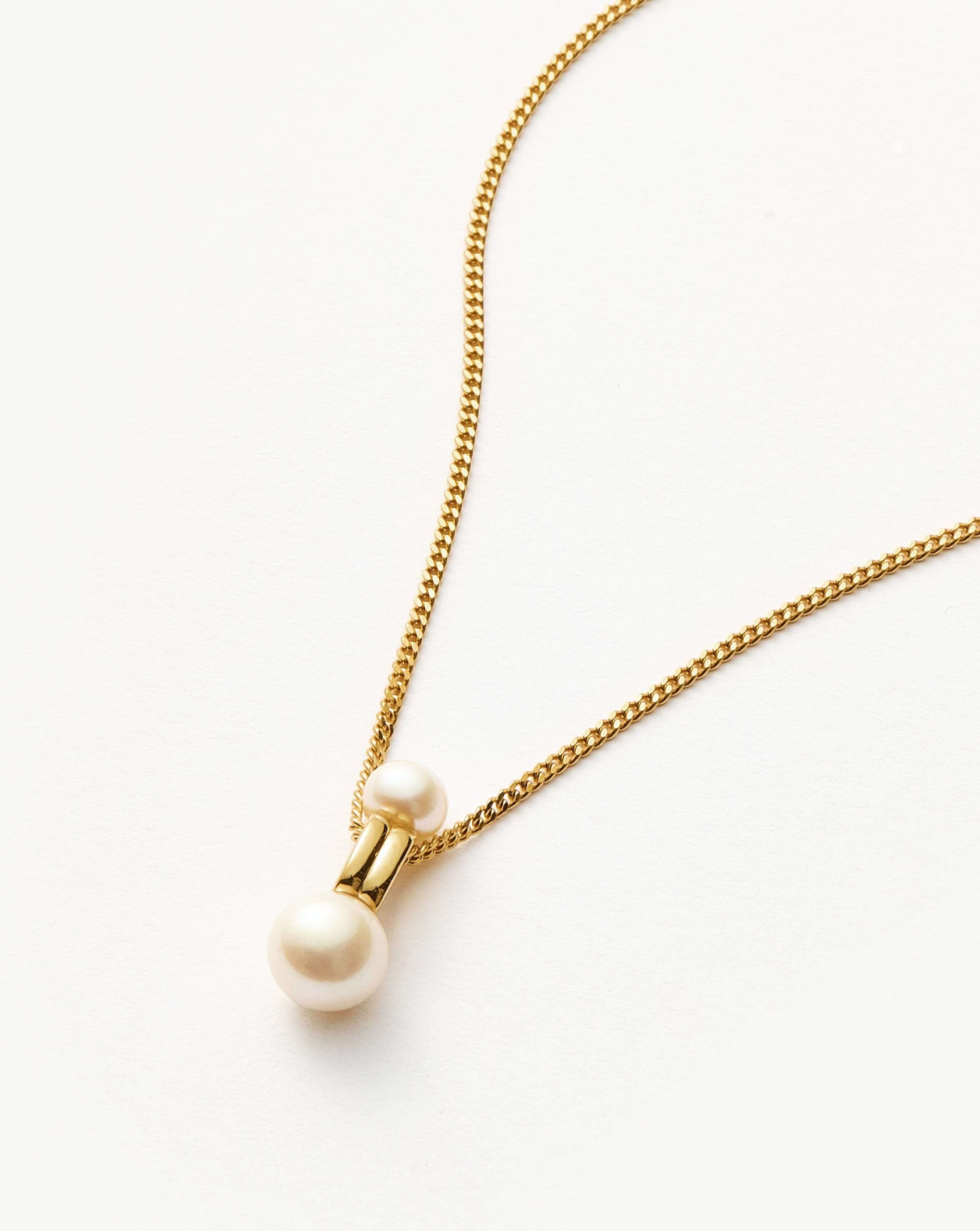 Pearl Ridge Pendant Chain Necklace - 18k Gold Plated Vermeil with Genuine Pearl | Elegant Jewelry for Women, Perfect for Weddings, Parties & Special Occasions