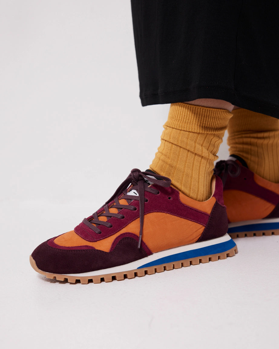 Moon Street Lace Up Sneakers for Women - Fashionable Mango & Cherry Color Casual Shoes | Perfect for Walking, Running, and Everyday Wear
