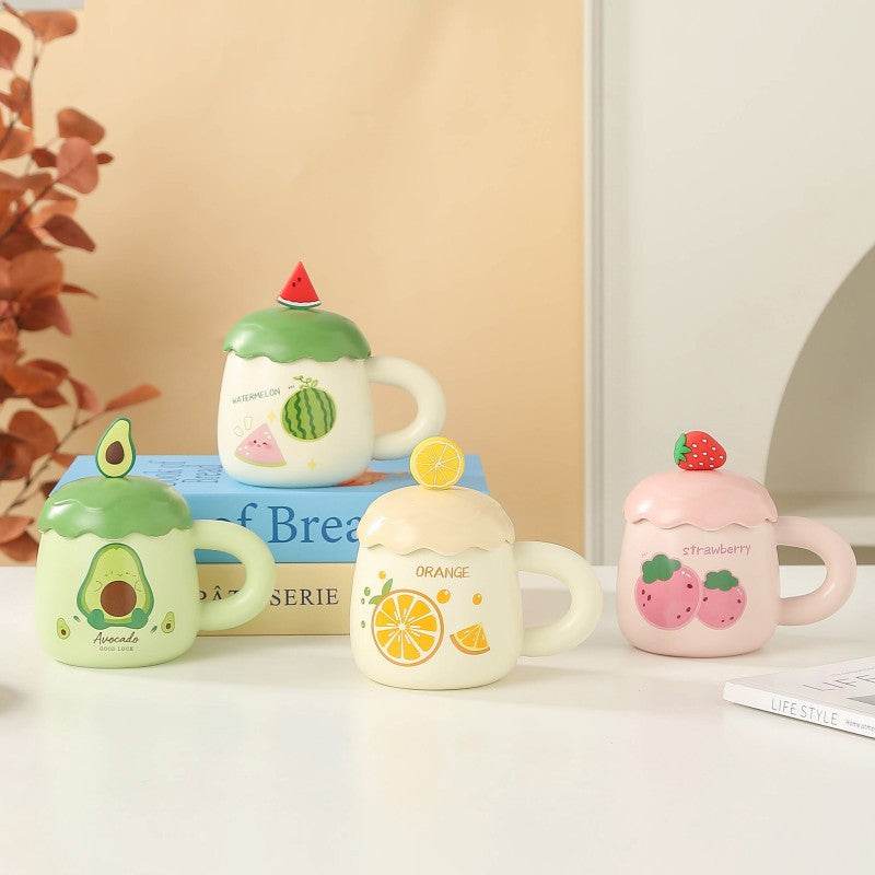 Tropical Treasures Ceramic Coffee Mug - 15oz Insulated Travel Cup with Lid, Perfect for Home, Office & Outdoor Use