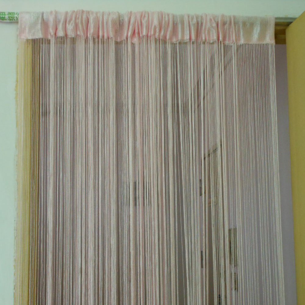 100cm x 200cm Pink Decorative String Fringe Door Curtain - Room Divider, Window Screen Panel for Boho Bedroom, Living Room & Nursery Decor