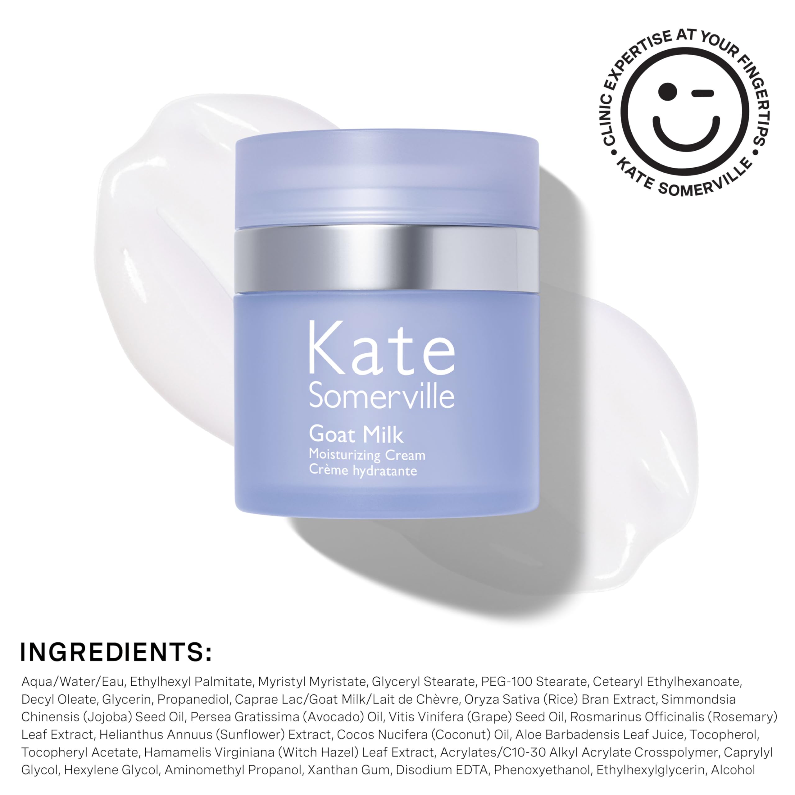 Kate Somerville Goat Milk Moisturizing Cream - Deeply Hydrating Daily Face Moisturizer for Sensitive Skin | Gentle Facial Lotion with Nourishing Goat Milk | Perfect for Dry Skin Care Routine, Day & Night Use, 1.7 Fl Oz