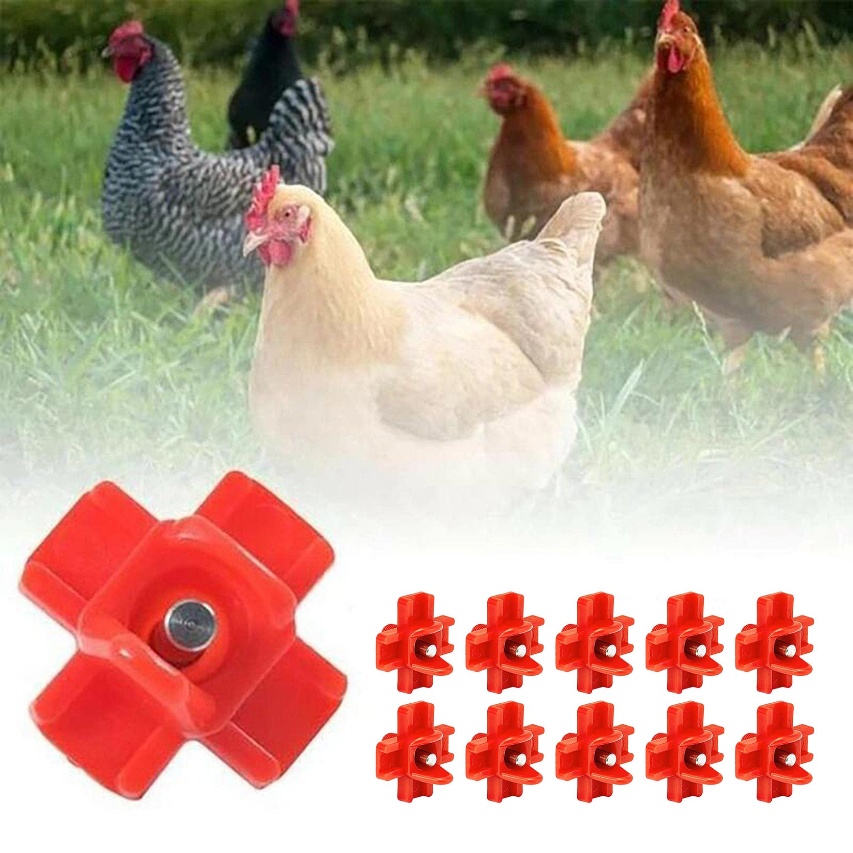 Wuztai 10Pcs Automatic Chicken Waterer Cups - Plastic Poultry Drinker for Hens, Chicks, Ducks - Perfect for Coops, Farms, and Backyard Poultry Raising