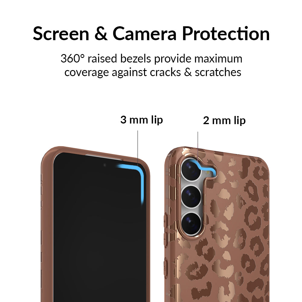 Bronze Chrome Leopard Print Samsung Phone Case - Stylish Protective Cover for Galaxy S21/S20/Note 20 | Perfect for Everyday Use, Travel & Fashion Accessories