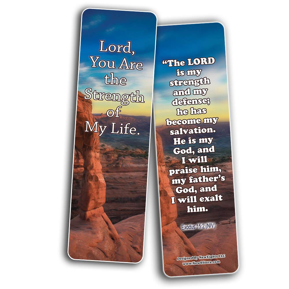 God is My Strength Bible Bookmarks (12-Pack) - Christian Gifts for Church & Sunday School