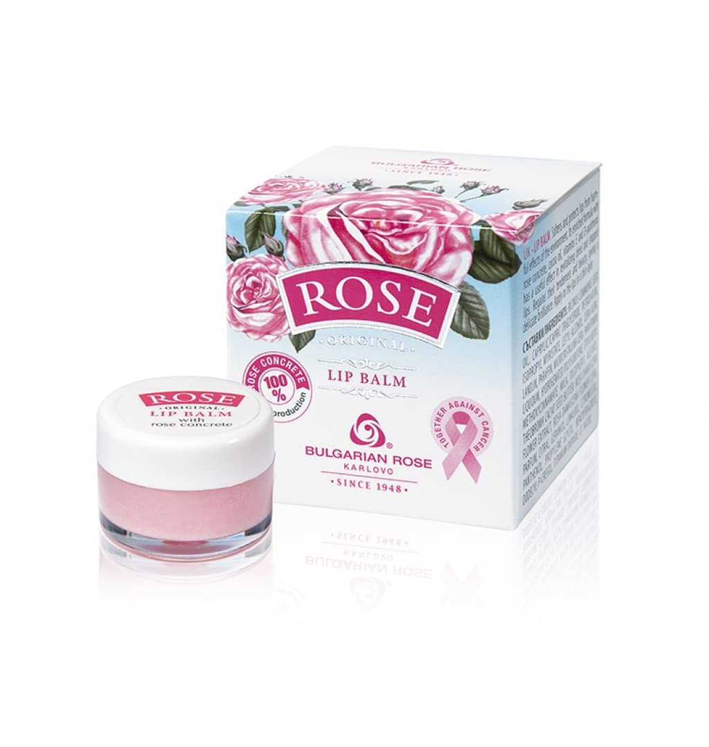 Organic Bulgarian Rose Lip Balm with Natural Rose Oil - Hydrating & Nourishing for Dry Lips - Perfect for Winter, Travel & Daily Moisturizing