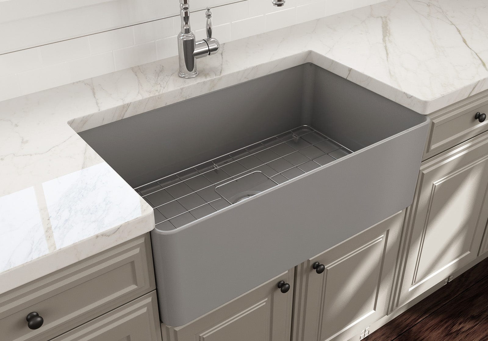 BOCCHI ADERCI FORTE 30 Ultra Slim Farmhouse Fireclay Single Bowl Kitchen Sink