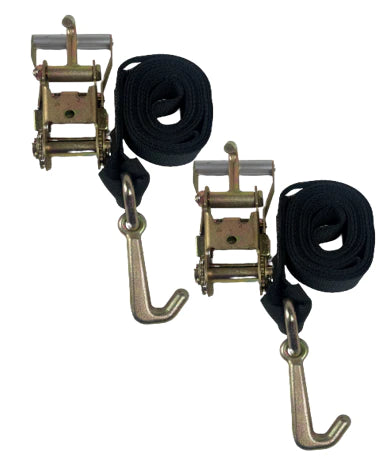 2 Pack - 10' Diamond Weave Ratchet Straps with Mini J Hooks & Finger Hook - Heavy Duty Tie Down Straps for Trucks, Trailers, Motorcycles, ATVs - Secure Cargo Transport & Storage Solutions