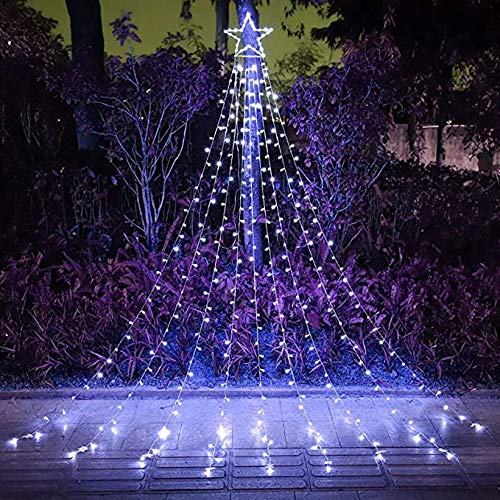317 LED 16.4Ft Christmas Tree Star Lights Outdoor Decorations - 8 Lighting Modes, Waterproof String Lights for Christmas Tree Topper, Halloween, New Year, Birthday Party (Iron White) | Perfect for Indoor/Outdoor Holiday Decor, Garden, Patio, and Home Festive Lighting