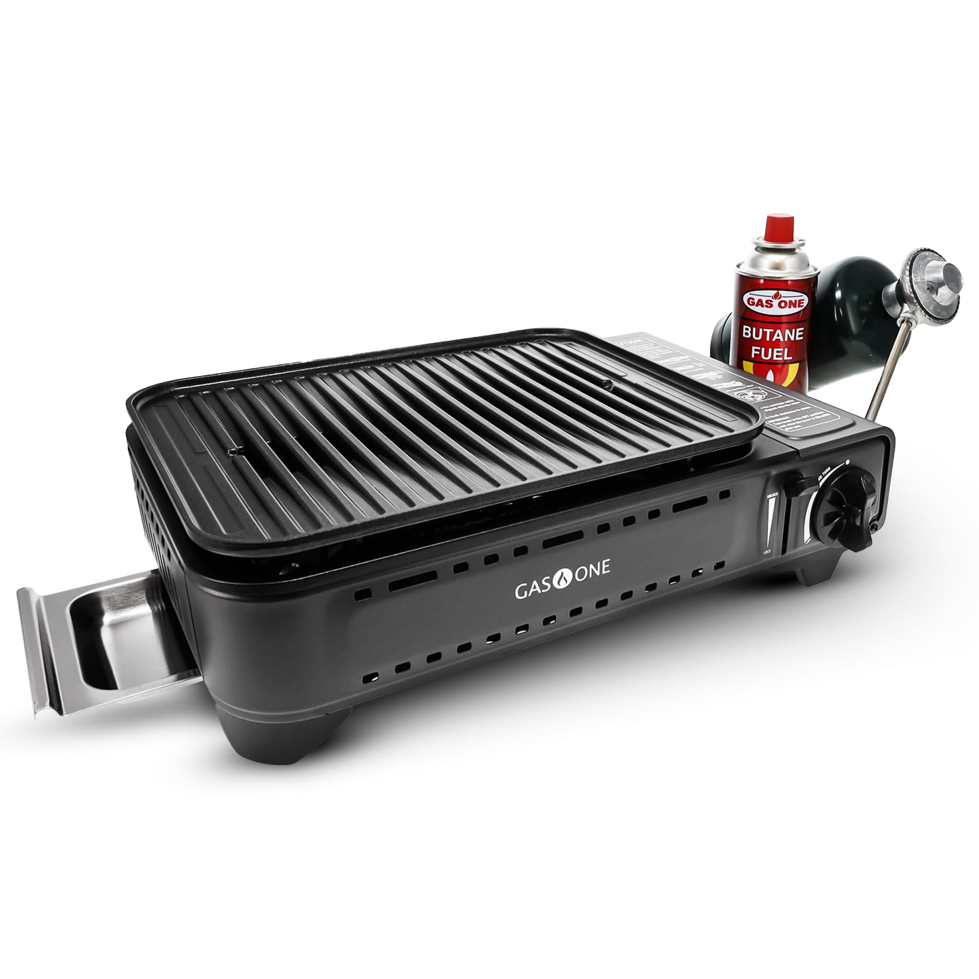 GasOne GS-2400P Dual Fuel Portable Camping Stove - Propane & Butane Compatible Outdoor Grill with Carrying Case - Perfect for Backpacking, Picnics & Emergency Cooking