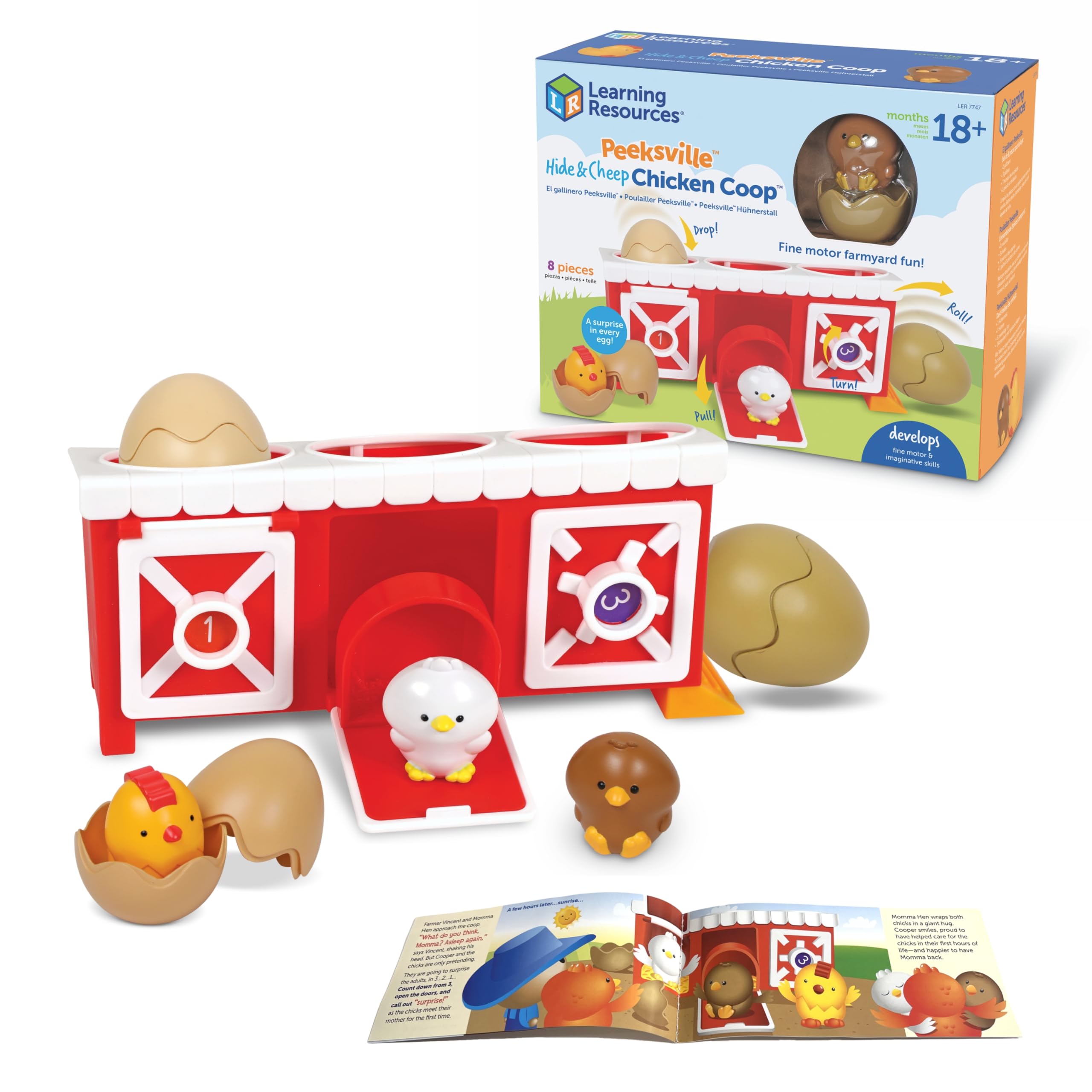 Learning Resources Peeksville Hide & Cheep Chicken Coop - Interactive Farm Animal Playset with Barn & Sensory Toys for Toddlers | Peekaboo Learning Game, Preschool Manipulatives & Easter Gift for Kids | Perfect for Farm-Themed Playtime & Early Childhood Development