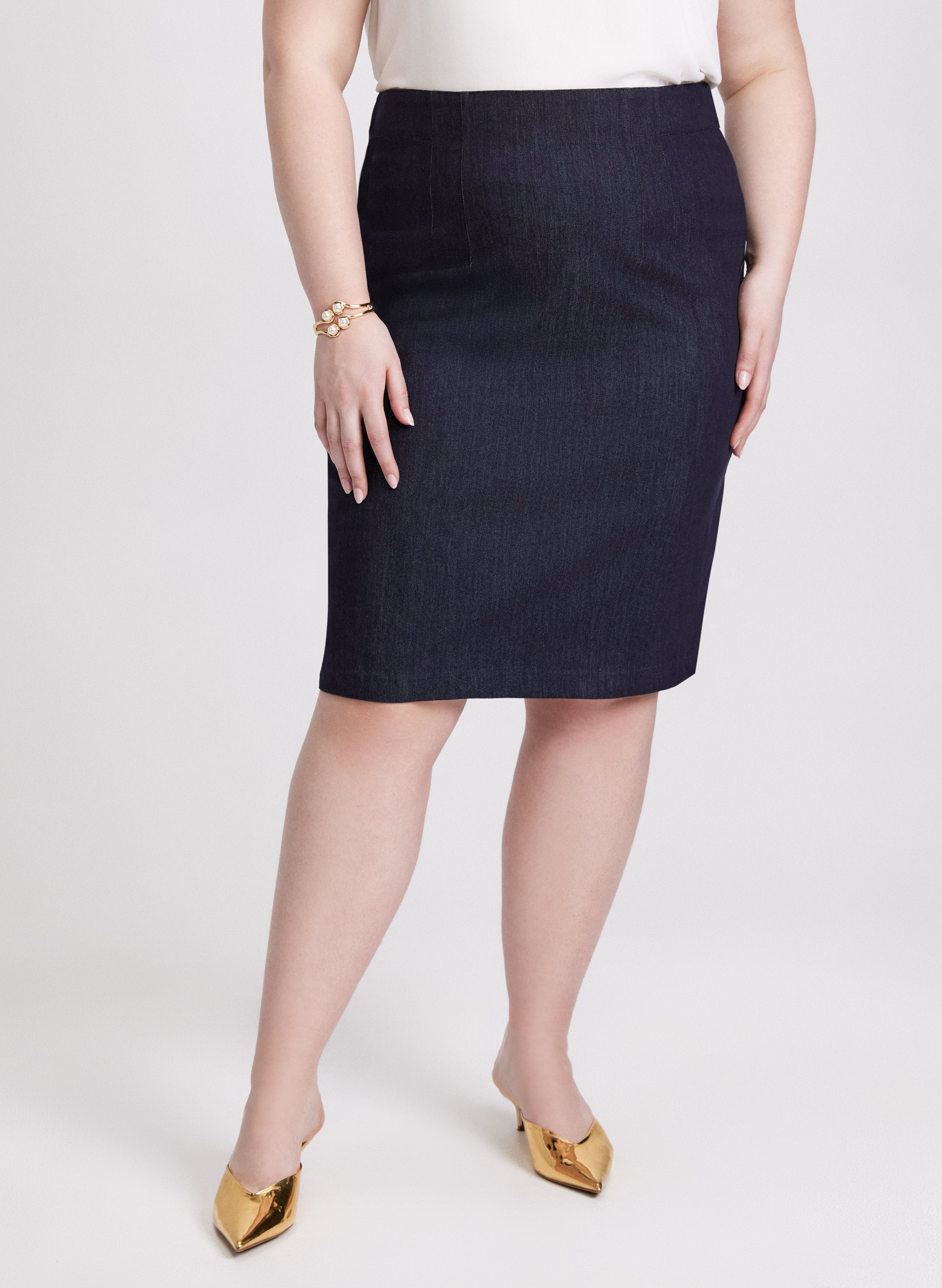 Stylish High-Waisted Denim Pencil Skirt for Women - Slim Fit Stretch Jeans Skirt - Perfect for Office, Date Night & Casual Outfits