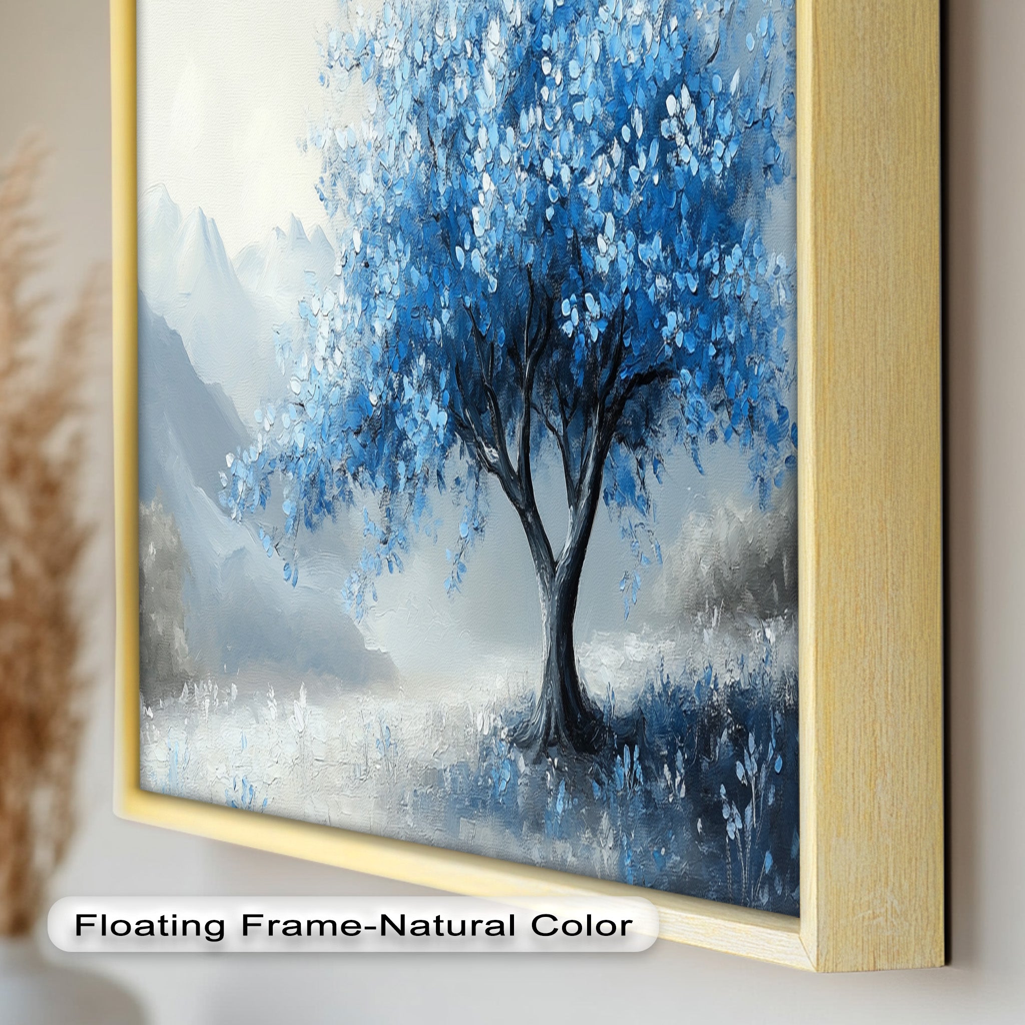 Blue Tree Landscape Oil Painting - Handmade Canvas Art for Home & Office Decor, Living Room Wall Art, Gift Idea