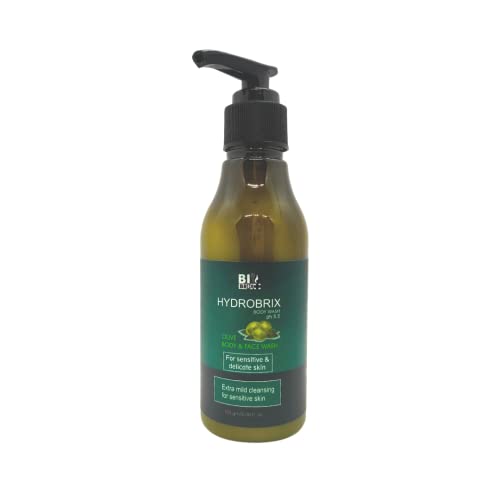 Hydrobrix Extra Mild Olive Oil Face & Body Wash for Sensitive Skin - Soap Free, pH Balanced, Nourishing & Moisturizing Cleanser with Detoxifying Properties (150g) | Gentle Daily Cleansing for Dry, Irritated Skin