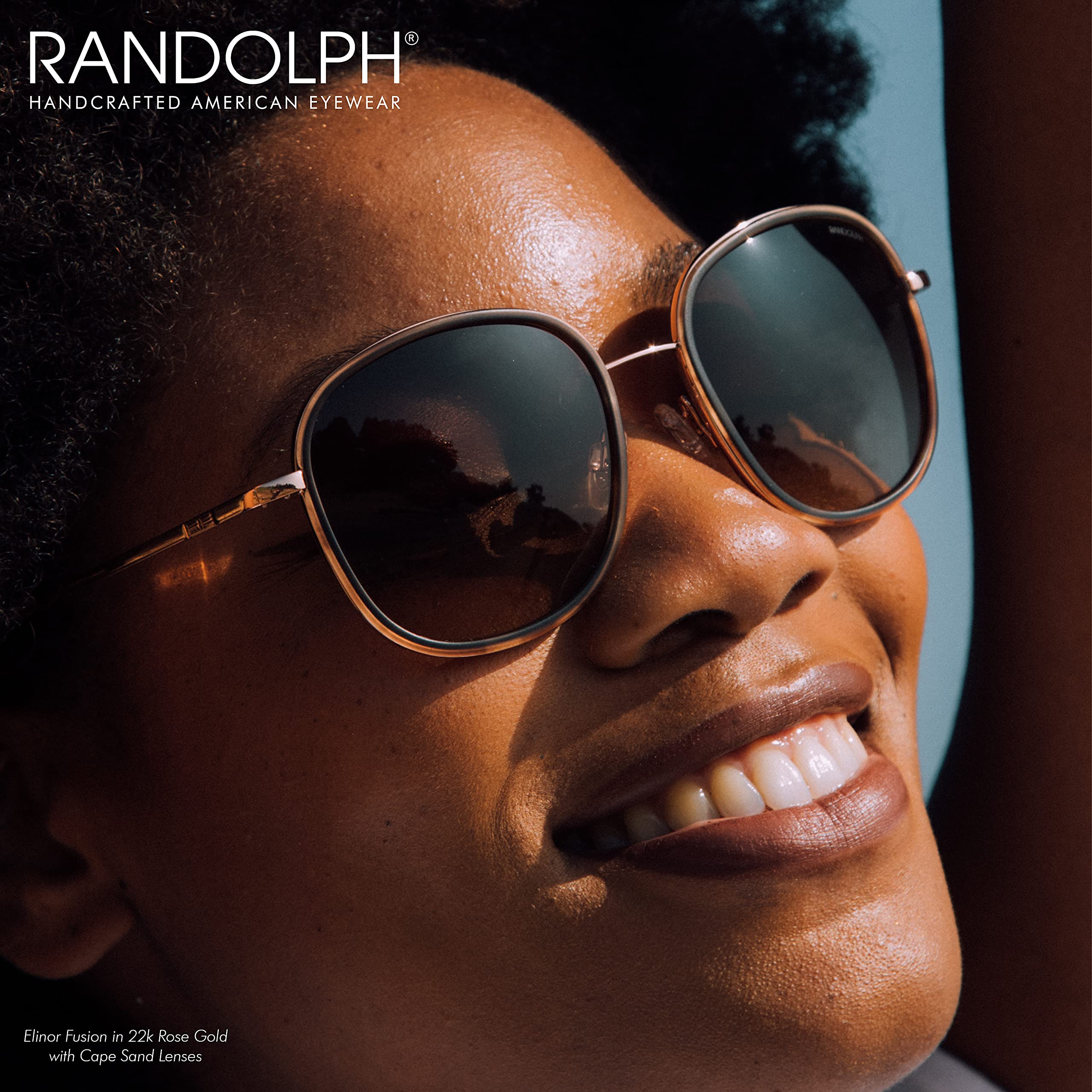 Randolph USA Elinor Inlay Oversized Square Sunglasses for Women - Non-Polarized 100% UV Protection - Fashionable Square Frame for Outdoor Activities, Beach & Driving