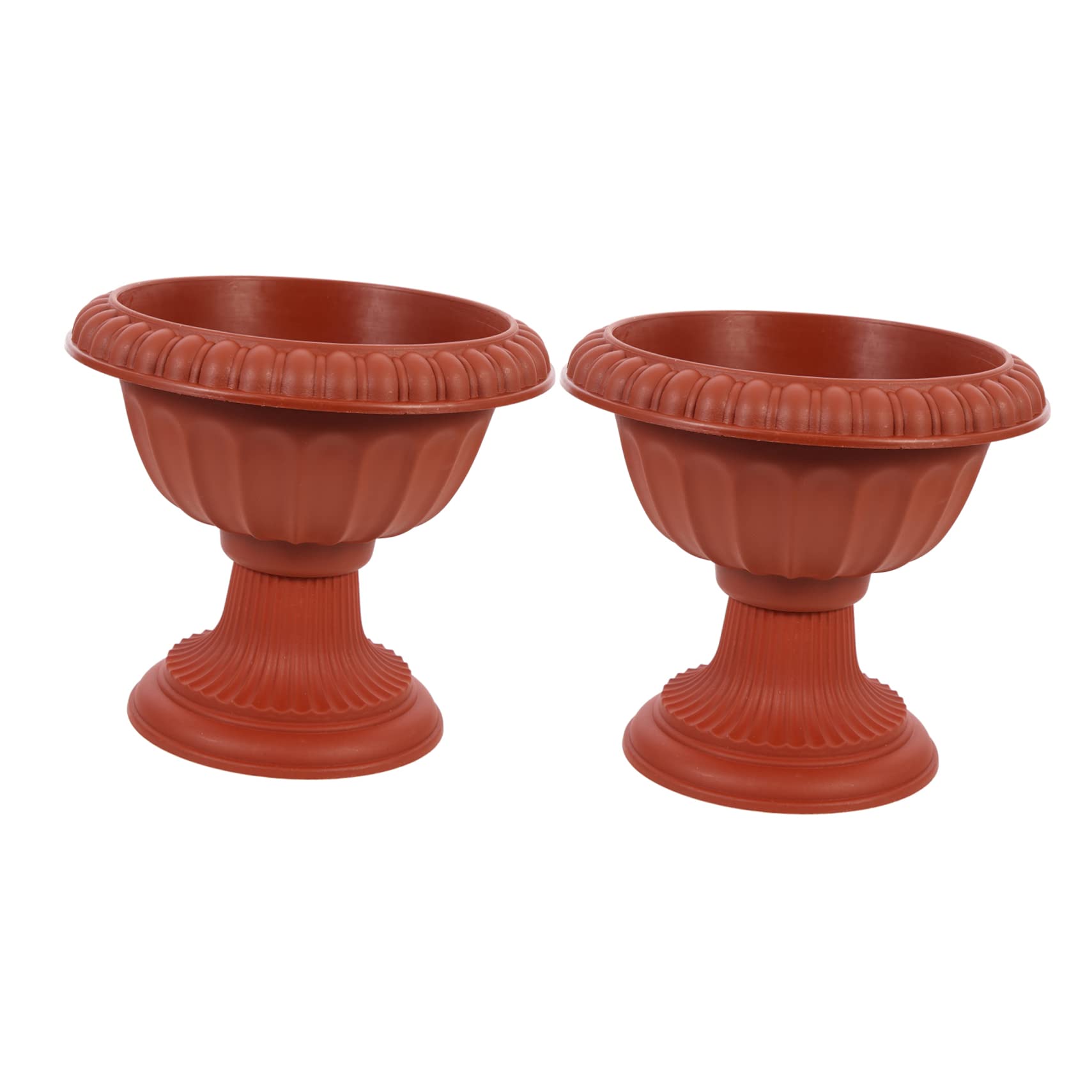 Yardwe 2-Pack White Plastic Urn Planters – Tall Traditional Flower Pots for Indoor & Outdoor Gardens, Pillar Plant Containers – Perfect for Patio, Porch, and Garden Decor