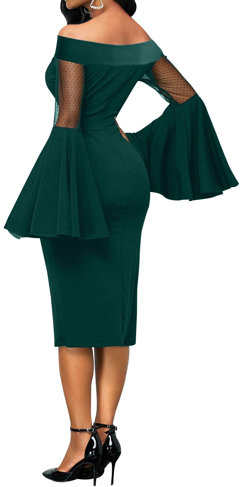 Elegant Women's Pencil Dress with Ruffled Sleeves - Church, Office & Work Wear | Perfect for Weddings, Business Meetings & Formal Events