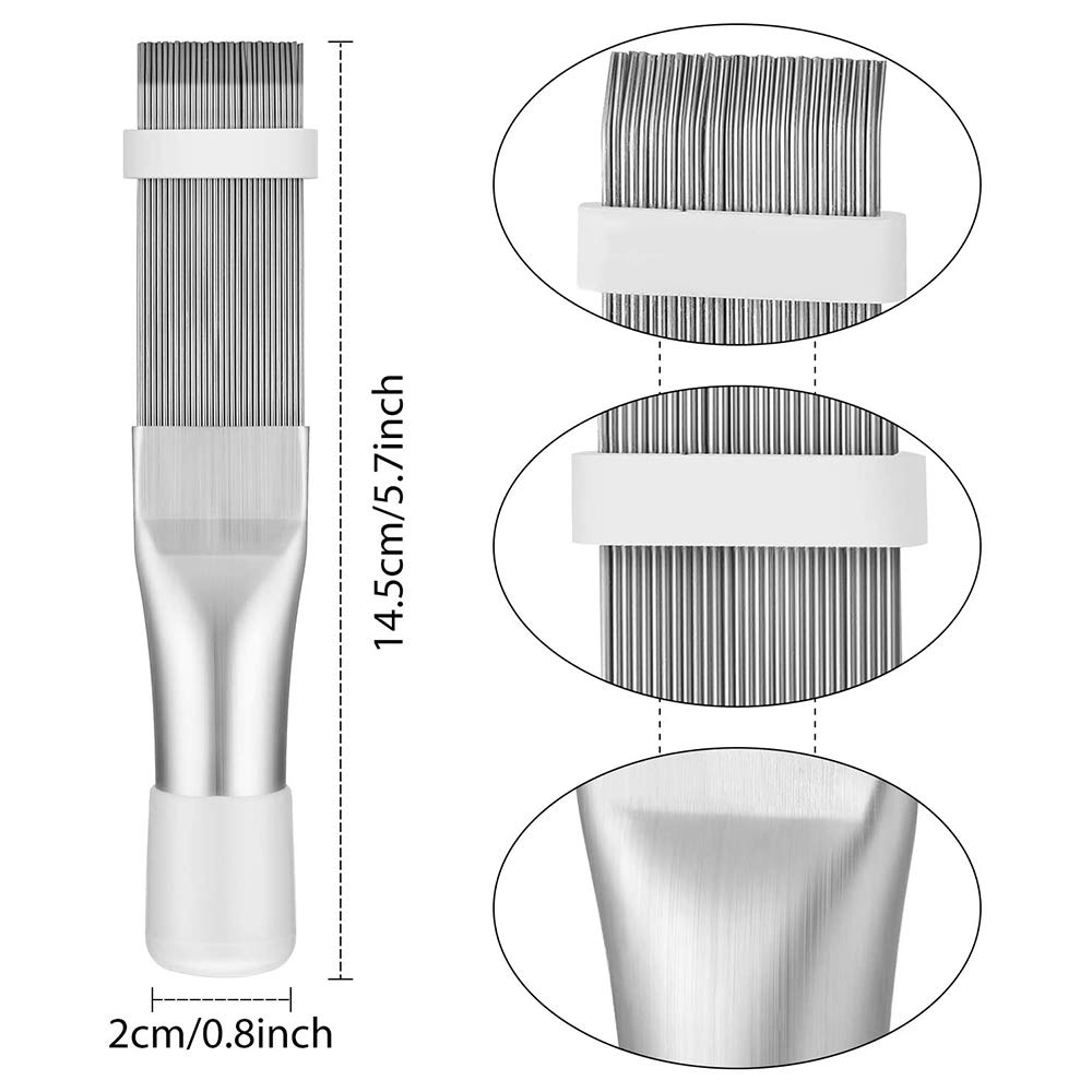 4-Piece Stainless Steel AC Condenser Fin Comb Set - Refrigerator Coil Cleaner Brush & Evaporator Radiator Repair Tool for HVAC Maintenance (Perfect for Home, RV & Commercial AC Units)